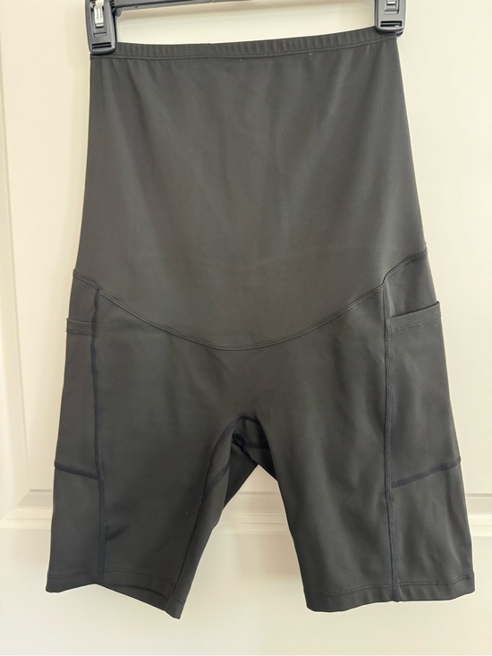 Pants - Poshdivah-High-Waist Black Maternity Shorts
